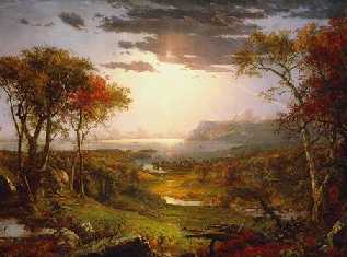 Jasper Francis Cropsey, detail of 'Autumn on the Hudson,' 1860, oil, National Gallery of Art.